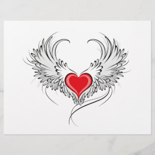Red Angel Heart med vingar Reklamblad
