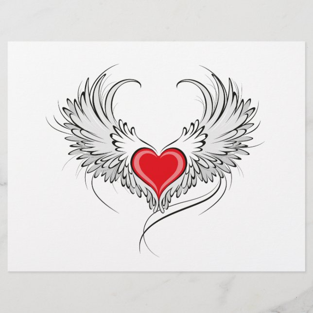 Red Angel Heart med vingar Reklamblad (Framsidan)