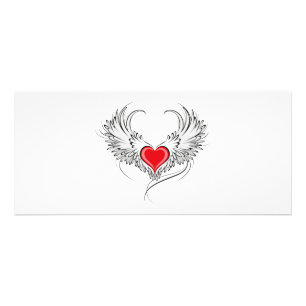 Red Angel Heart med vingar Reklamkort
