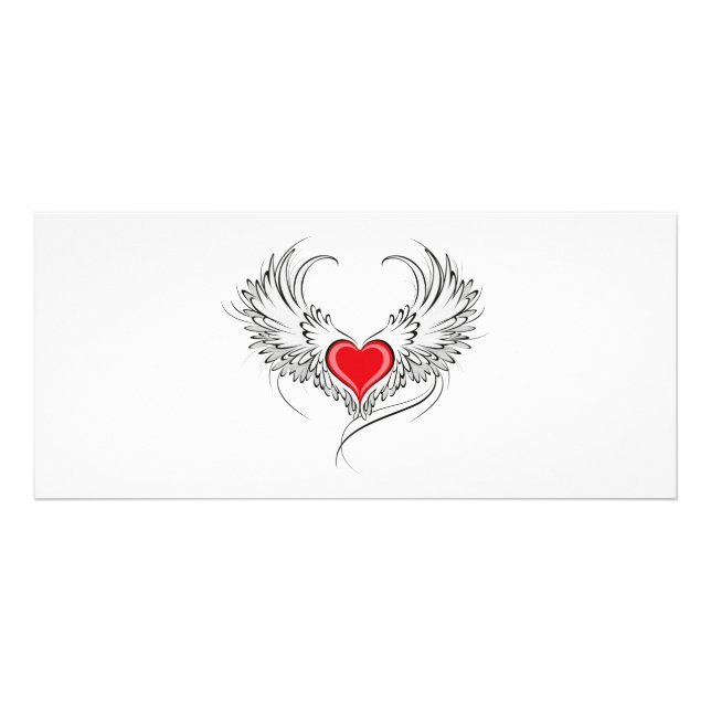 Red Angel Heart med vingar Reklamkort (Framsidan)