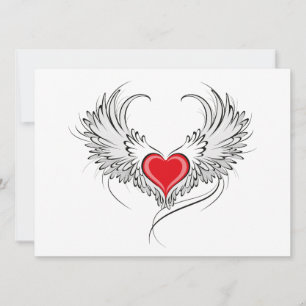 Red Angel Heart med vingar Spara Datumet
