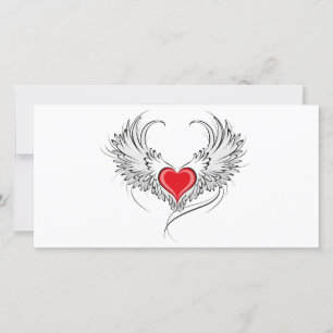 Red Angel Heart med vingar Spara Datumet