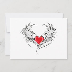 Red Angel Heart med vingar Spara Datumet