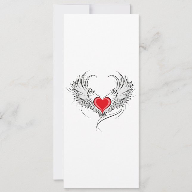 Red Angel Heart med vingar Spara Datumet (Framsida)