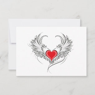 Red Angel Heart med vingar Spara Datumet