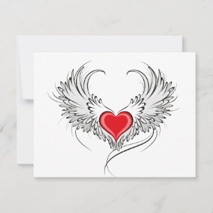 Red Angel Heart med vingar Spara Datumet