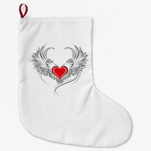 Red Angel Heart med vingar Stor Julstrumpa
