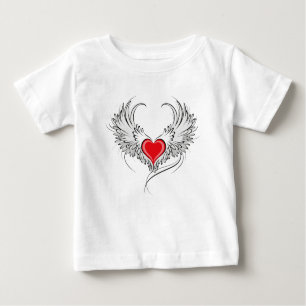 Red Angel Heart med vingar T Shirt
