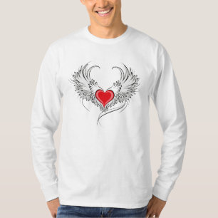Red Angel Heart med vingar T Shirt