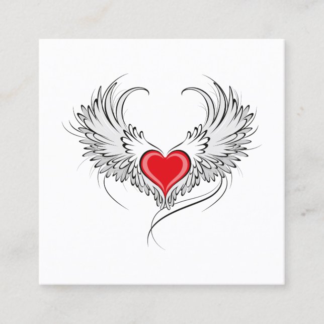 Red Angel Heart med vingar Tidsbeställning Kort (Framsida)