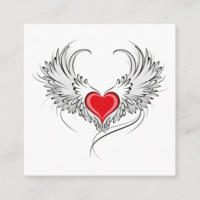 Red Angel Heart med vingar Tilläggskort (Framsida)