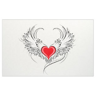 Red Angel Heart med vingar Tyg