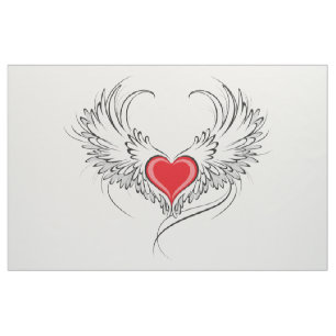 Red Angel Heart med vingar Tyg