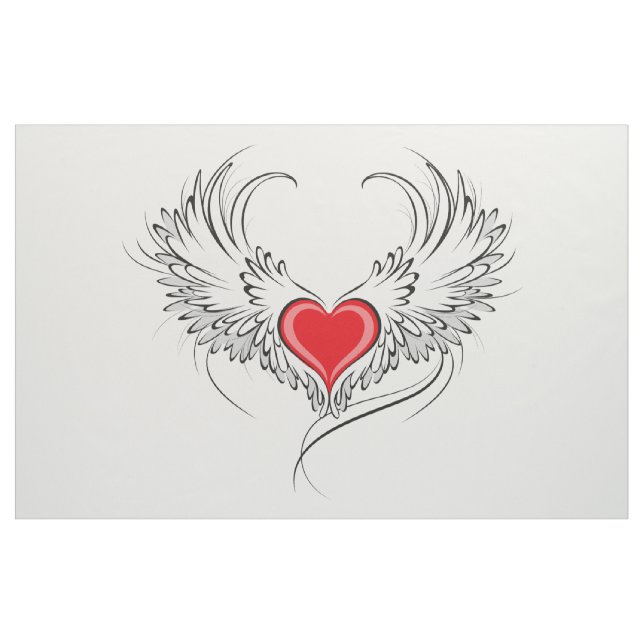 Red Angel Heart med vingar Tyg (Yard)