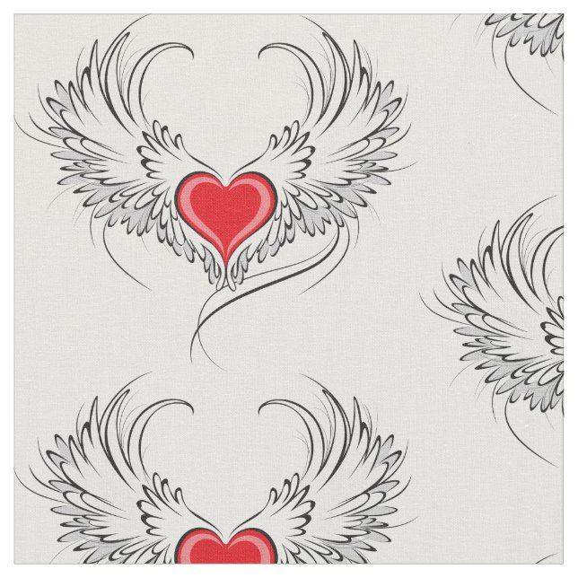 Red Angel Heart med vingar Tyg (Närbild)