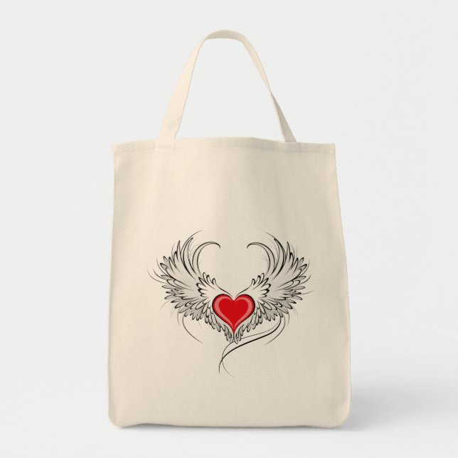 Red Angel Heart med vingar Tygkasse (Framsidan)