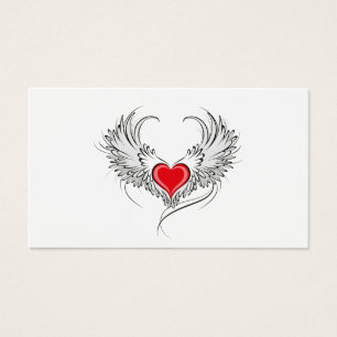 Red Angel Heart med vingar Visitkort