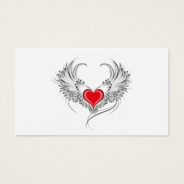 Red Angel Heart med vingar Visitkort (Framsidan)