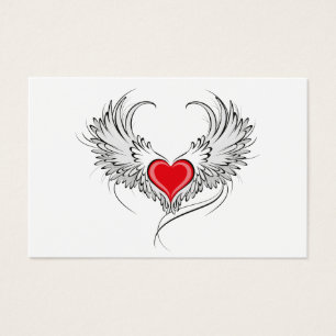 Red Angel Heart med vingar Visitkort