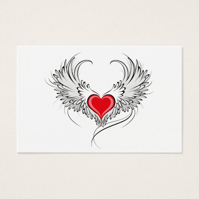 Red Angel Heart med vingar Visitkort (Framsida)