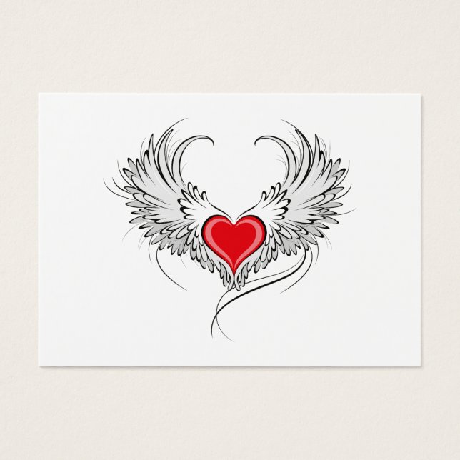 Red Angel Heart med vingar Visitkort (Framsidan)