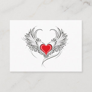 Red Angel Heart med vingar Visitkort