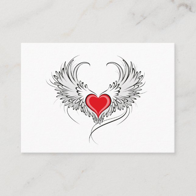 Red Angel Heart med vingar Visitkort (Framsida)