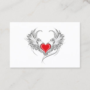 Red Angel Heart med vingar Visitkort