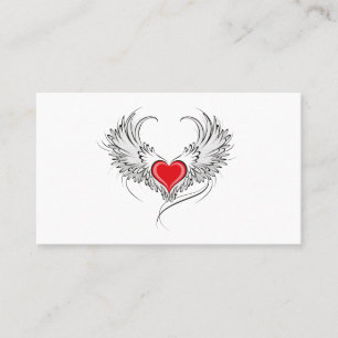 Red Angel Heart med vingar Visitkort