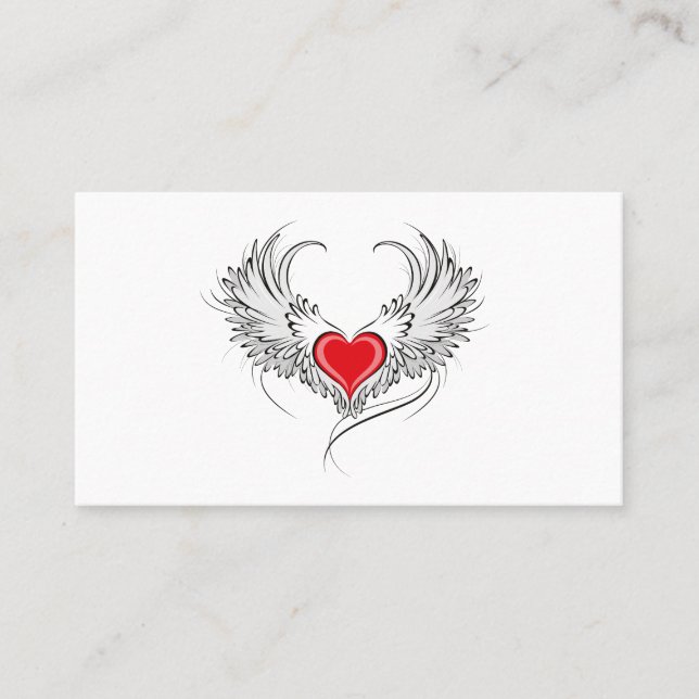 Red Angel Heart med vingar Visitkort (Framsida)
