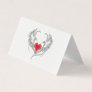 Red Angel Heart med vingar Visitkort