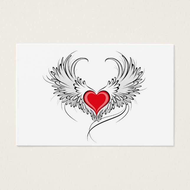 Red Angel Heart med vingar Visitkort (Framsida)