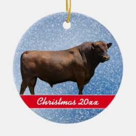 Red Angus Bull jul Ceramic Ornament
