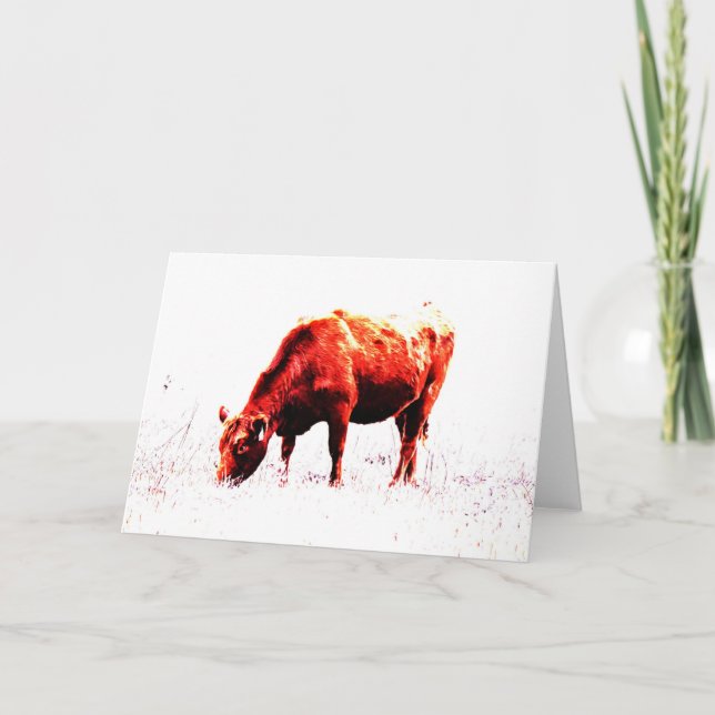 Red Angus Farm Artsy Cow Note Card Kort (Framsida)