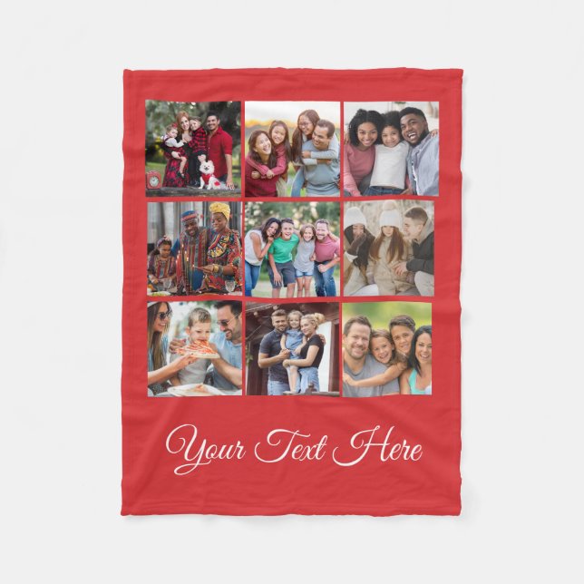 Red Anpassade Photo Blanket Collage Fleecefilt (Framsidan)