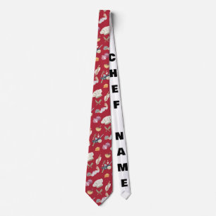 Red Anpassningsbar Chef Theme Mönster Tie Slips