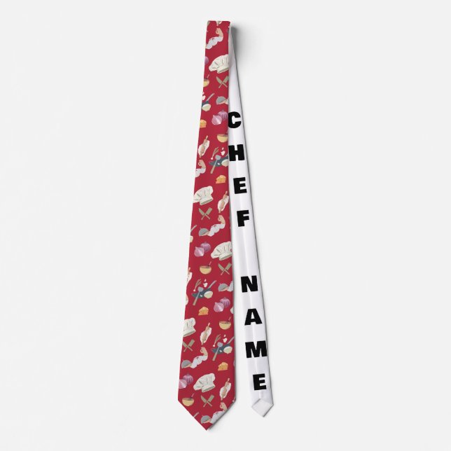 Red Anpassningsbar Chef Theme Mönster Tie Slips (Framsida)