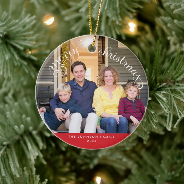 Red Anpassningsbar God jul Photo Träd Ornament (Träd)