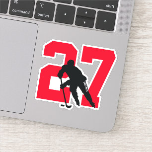 Red Anpassningsbar Hockey Player Number bärbar dat Klistermärken