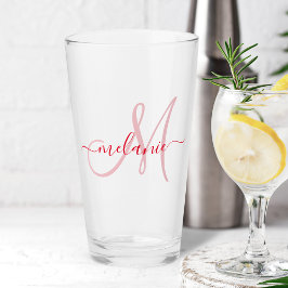 Red Anpassningsbar Monogram Namn Modern Handwrite Glaskopp