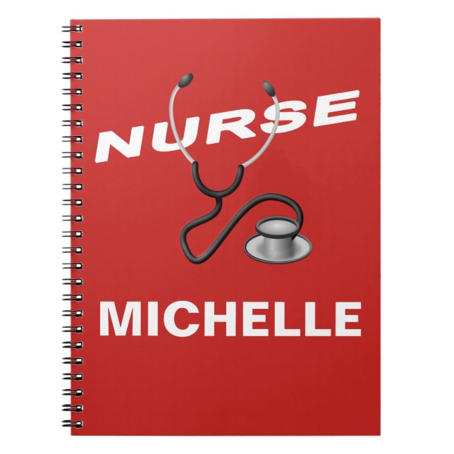 RED Anpassningsbar Nurse Namn Anteckningsbok (Framsidan)