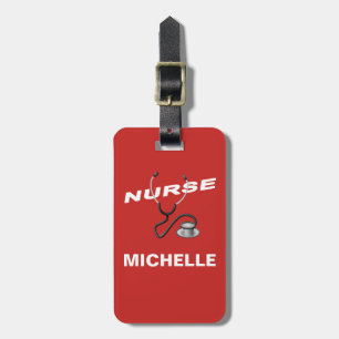 RED Anpassningsbar Nurse Namn Bagagebricka
