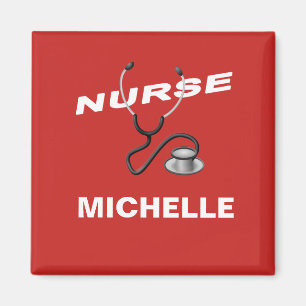 RED Anpassningsbar Nurse Namn Magnet