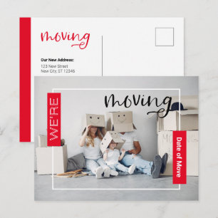 Red Anpassningsbar Photo Flytta Announcement Card Vykort