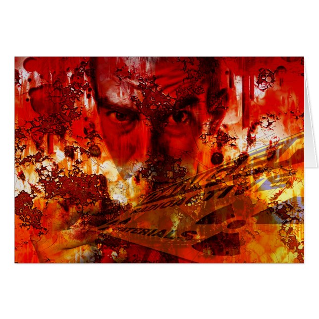 Red Ansikte Graffiti Hälsningskort (Framsidan Horizontal)