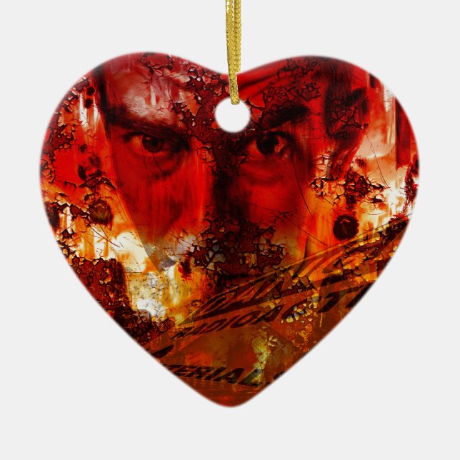 Red Ansikte Graffiti Julgransprydnad Keramik (Framsidan)