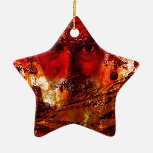 Red Ansikte Graffiti Julgransprydnad Keramik (Framsidan)