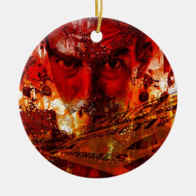 Red Ansikte Graffiti Julgransprydnad Keramik (Framsidan)
