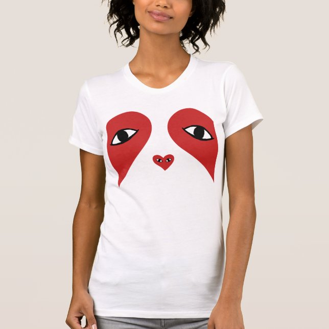Red Ansikte Kärlek Heart Öga T Shirt (Framsida)