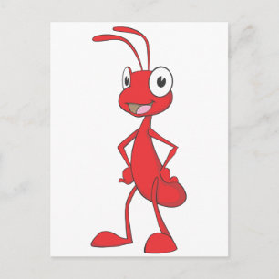 Red Ant Ställande Arm på Waist Tecknad Shirt Vykort